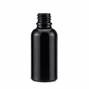 30ml Round Glossy Black Glass Bottle