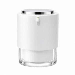 50ml Matte White Airless Pump Jar with Chrome Top Press Button