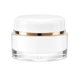 Luxury Double Wall Acrylic Cosmetic Cream Jar with Gold Ring