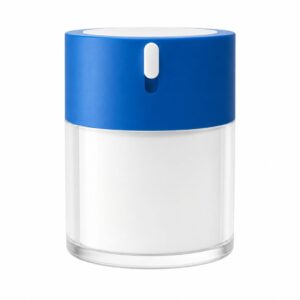 50ml Clear Round Airless Cream Jar with Blue Press-Down Pump