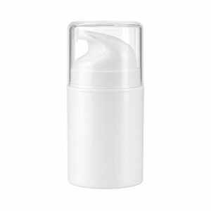 50ml White Airless Pump Bottle with Clear Cap