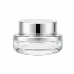 Luxury Round Glass Cosmetic Jar with Metallic Silver Shoulder and Cap