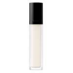 Square Acrylic Cosmetic Bottle with Black Collar and Chrome Pump