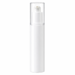 All-White Cylindrical Treatment Pump Bottle with Clear Over-Cap