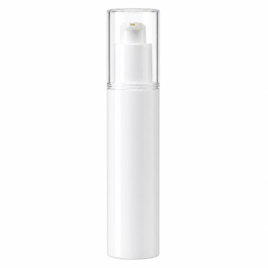 All-White Cylindrical Treatment Pump Bottle with Clear Over-Cap