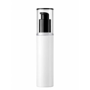Minimalist White Cosmetic Serum Bottle with Glossy Black Dispenser