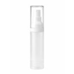 Frosted White Cylindrical Spray Bottle with White Pump and Clear Over-Cap